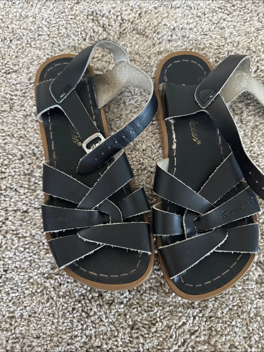 Salt Water Sandals by Hoy Black Kids Strappy Leather Sandals
